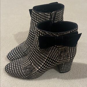 Kate Spade Black and Cream Patterned Ankle Boots